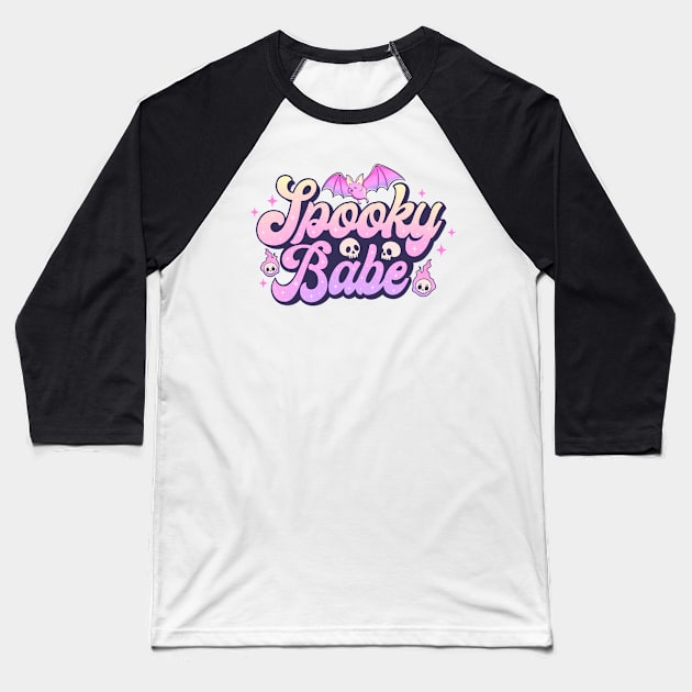 Spooky Babe Baseball T-Shirt by Mad Panda